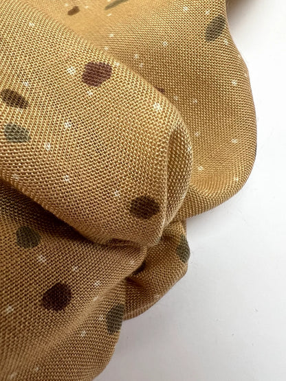 Italian acrylic fabric with beige and brown dot pattern 130 g/m²