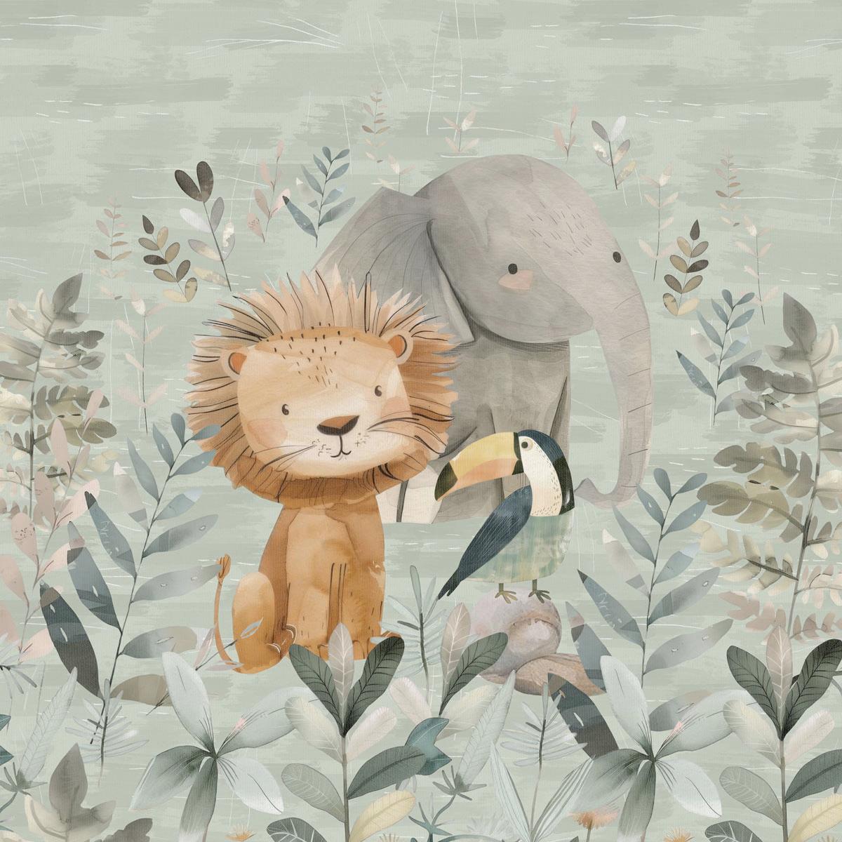 Attēls ar Cilpiņtrikotāžas panelis 40x50 cm - džungļu zvēri 250 g/m² – pieejams Šarlotes audumi