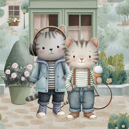 Attēls ar Cilpiņtrikotāžas panelis 40x50 cm - pilsētas runču pastaiga 250 g/m² – pieejams Šarlotes audumi