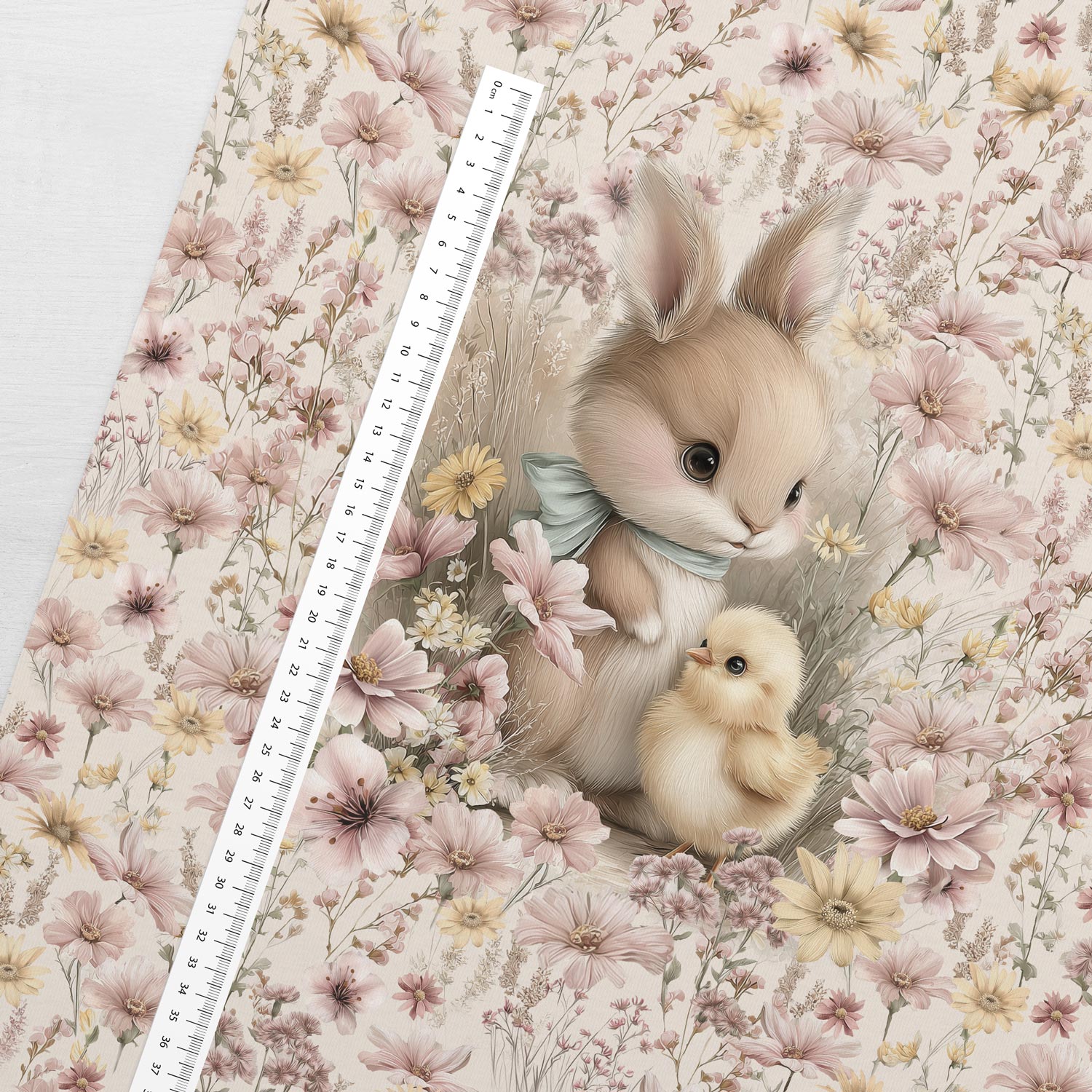 Attēls ar Cilpiņtrikotāžas panelis 40x50 cm - saulainā trusīša draudzība 250 g/m² – pieejams Šarlotes audumi
