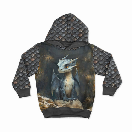 Image du panneau en tricot bouclé - petit dragon bleu 250 g/m² | Design - 14 – disponible chez Šarlotes audumi