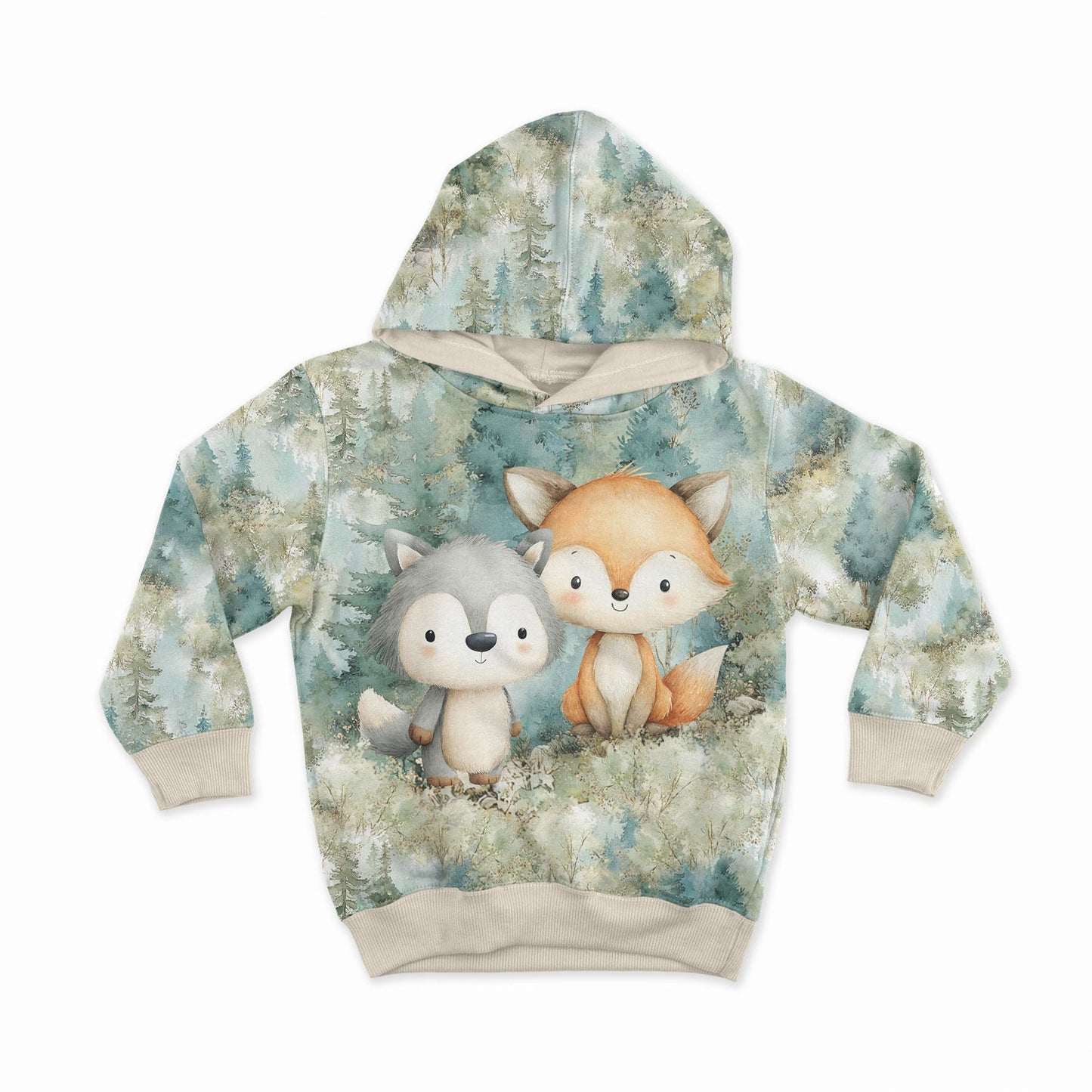 Image avec panneau en jersey bouclé - Amis de la forêt verte 250 g/m² | Design - 17 – disponible chez Šarlotes audumi