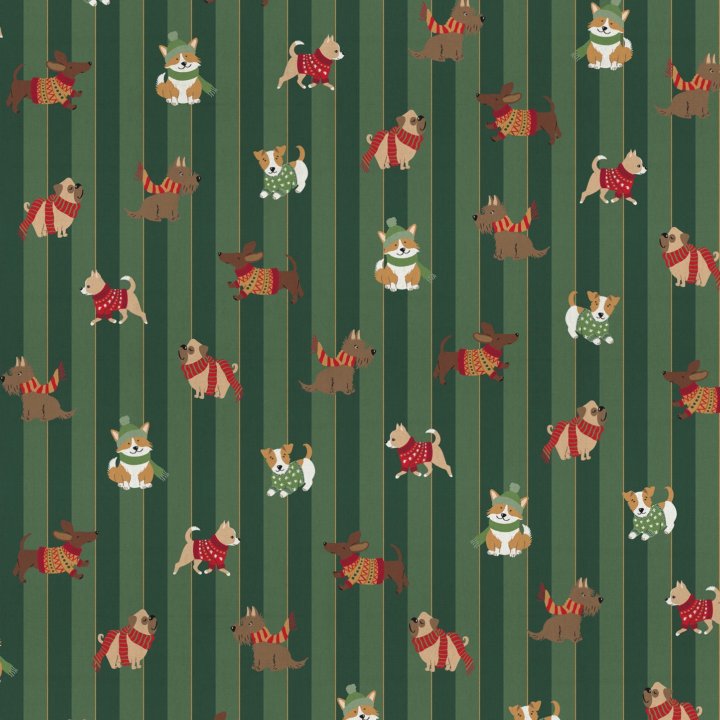 Canvas Fabric - Dogs in Winter 200 g/m²
