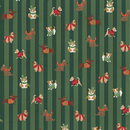 Canvas Fabric - Dogs in Winter 200 g/m²