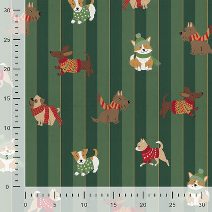 Canvas Fabric - Dogs in Winter 200 g/m²
