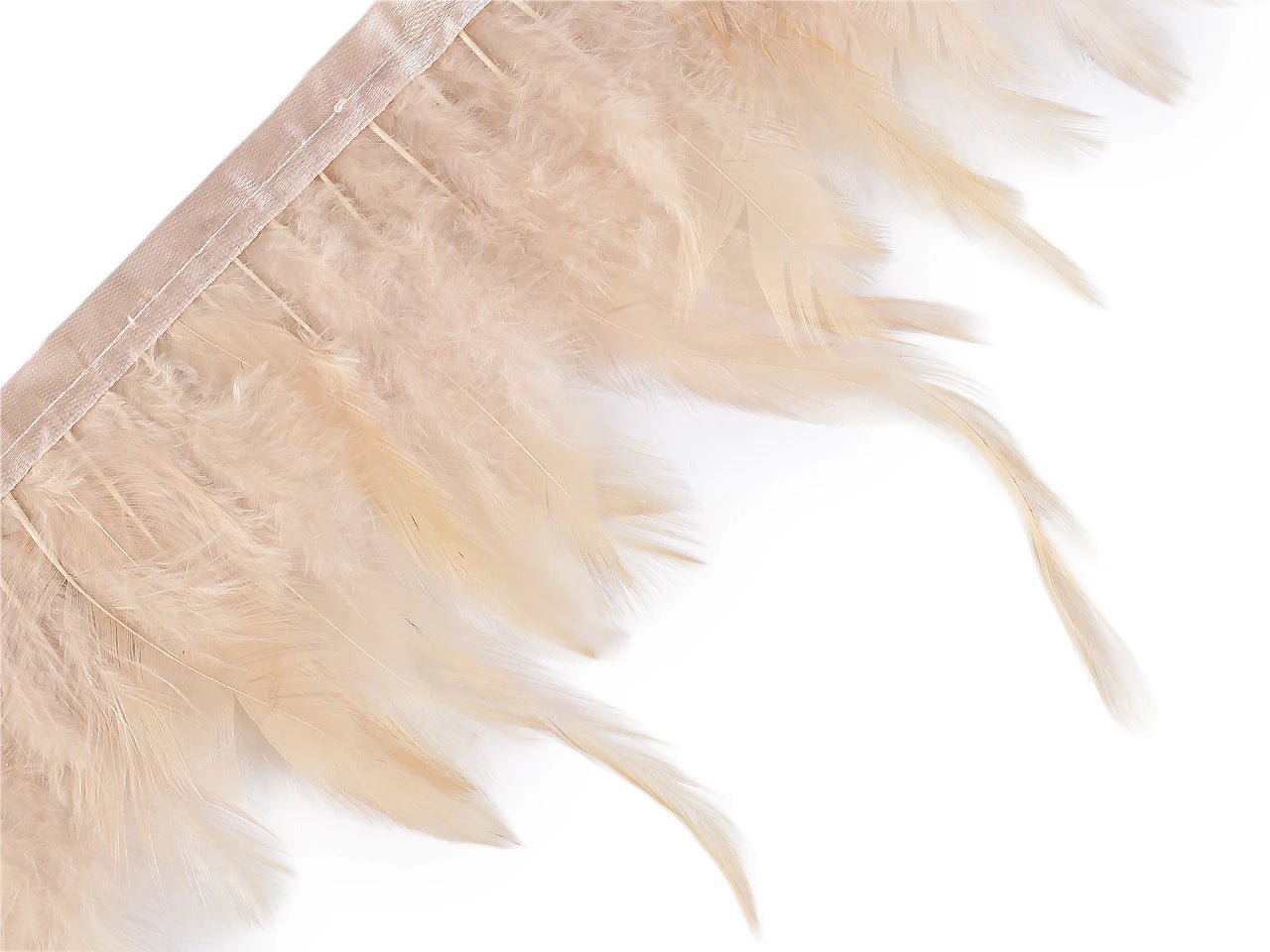 Image of decorative feather trim, feather length 7–12 cm – available at Šarlotes audumi
