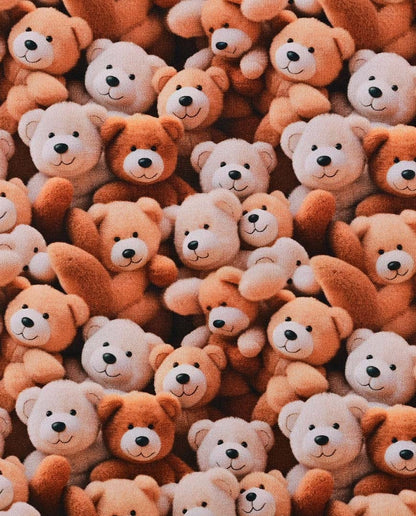 Warm knit fabric, Alpenfleece fabric with teddy bears