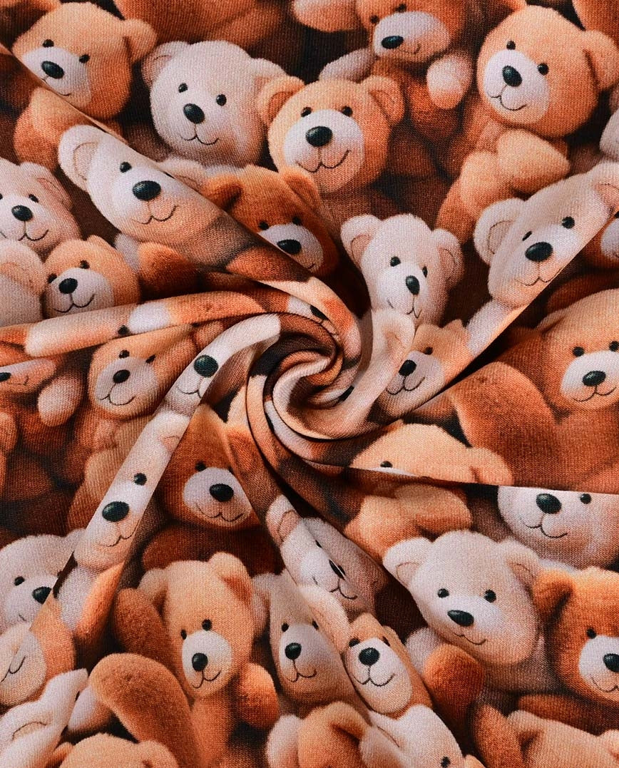 Warm knit fabric, Alpenfleece fabric with teddy bears