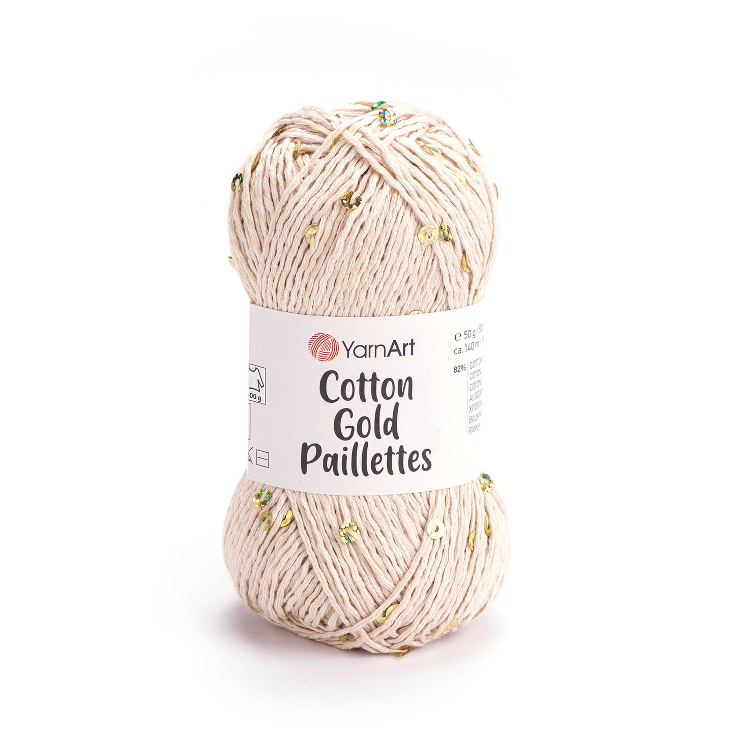 Attēls ar Dzija YarnArt Cotton Gold Paillettes ar fliteriem - 50g / 140m – pieejams Šarlotes audumi