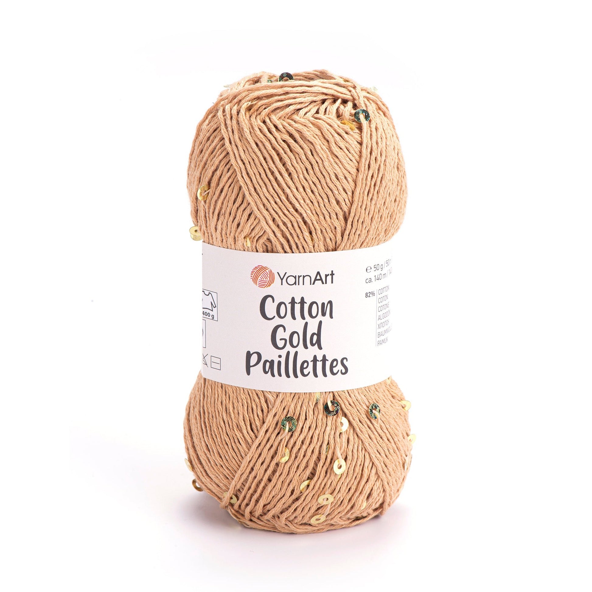 Attēls ar Dzija YarnArt Cotton Gold Paillettes ar fliteriem - 50g / 140m – pieejams Šarlotes audumi