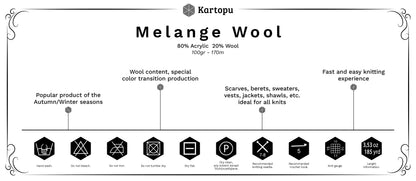 Nuotrauka su vilnos siūlais KARTOPU MELANGE WOOL 100 g / 170 m – prieinama internetu Šarlotės audiniai