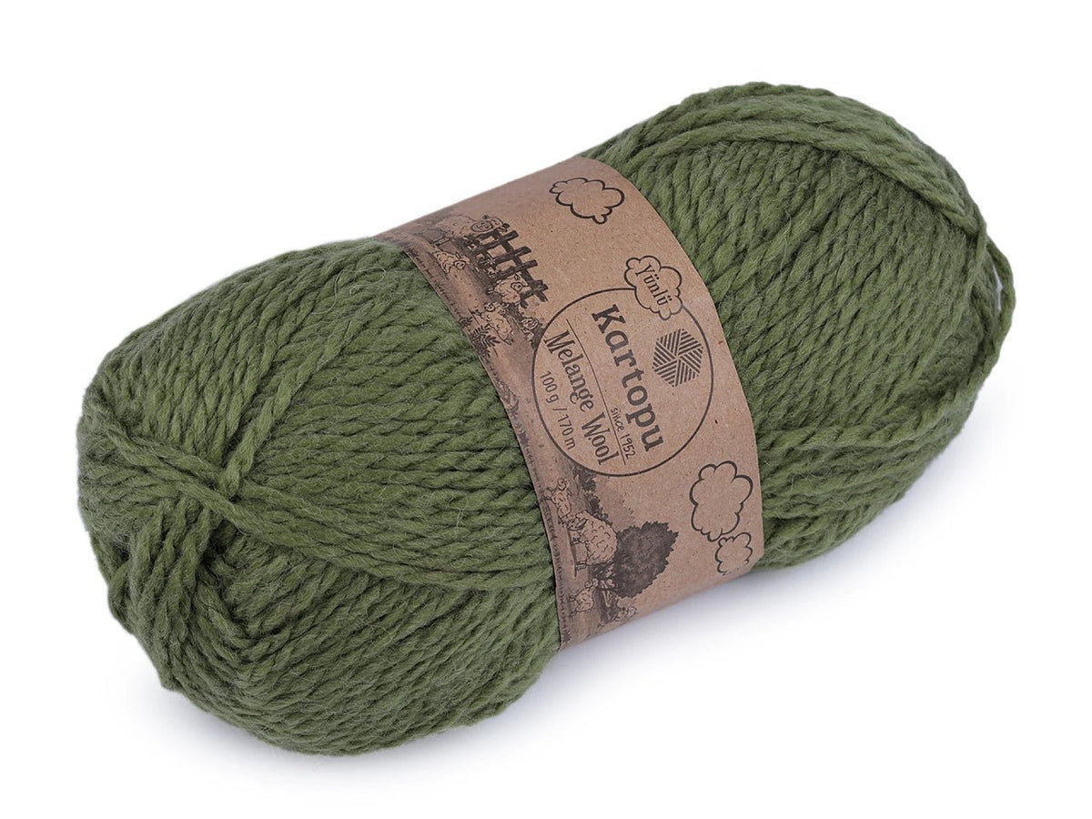 Nuotrauka su vilnos siūlais KARTOPU MELANGE WOOL 100 g / 170 m – prieinama internetu Šarlotės audiniai