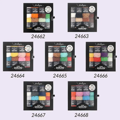 Image avec le kit de fils Scheepjes Little Darling, assortiment de couleurs 8×25g – Farm Friends 24665 – disponible chez Šarlotes audumi