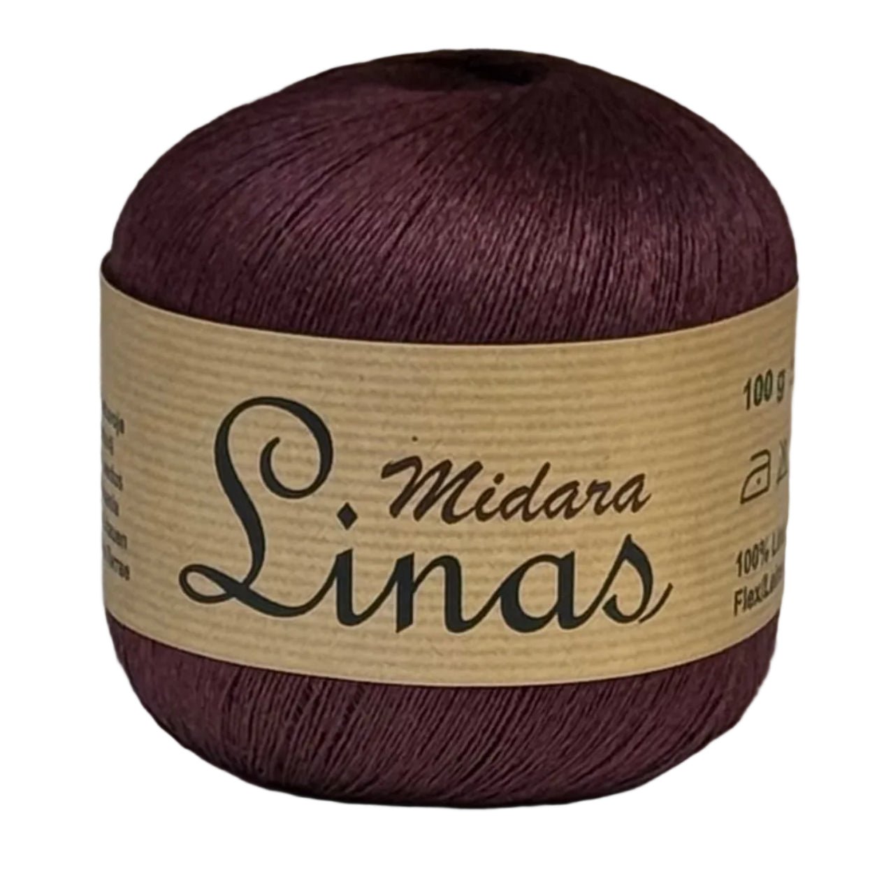 Fils à tricoter en laine et en lin Midara Linas – 100 g/ 600 m – disponible chez Šarlotes audumi