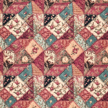 Attēls ar Džinsa rožu patchwork kokvilnas tvills 295 g/m² – pieejams Šarlotes audumi