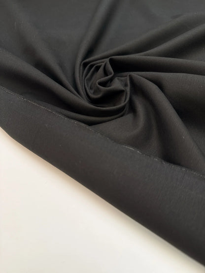 Black cotton suiting fabric with elastane and moiré effect – Italy