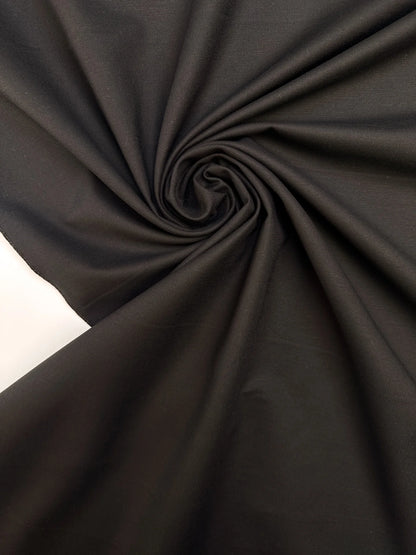 Black cotton suiting fabric with elastane and moiré effect – Italy