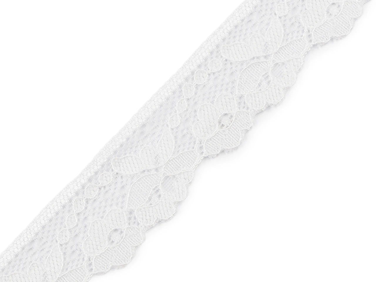 Attēls ar Elastīgā mežģīne 2,8 cm - silti balta – pieejams Šarlotes audumi