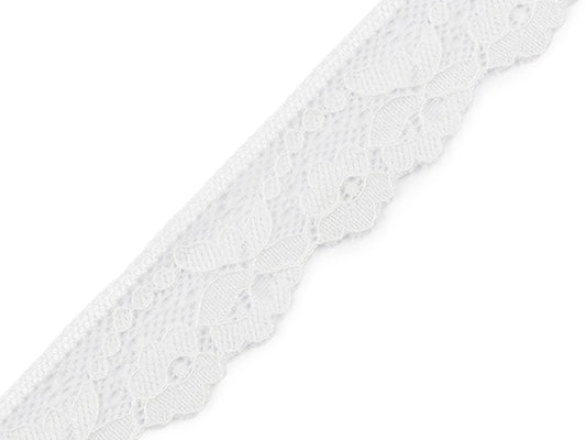 Attēls ar Elastīgā mežģīne 2,8 cm - silti balta – pieejams Šarlotes audumi