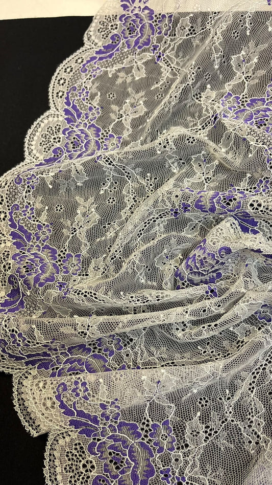 Elastingų smulkių nėrinių 24 cm nuotrauka – pilki su violetiniais akcentais, galima įsigyti internetu „Šarlotes audumi“