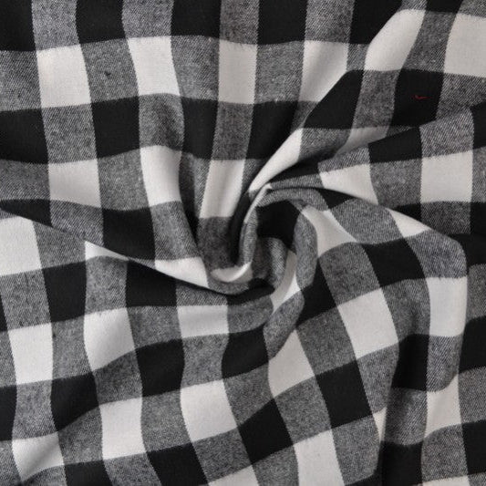 Attēls ar Flanelis - melns ar baltu 180 g/m² – pieejams Šarlotes audumi