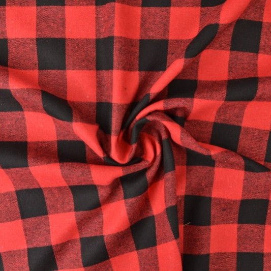 Attēls ar Flanelis - sarkans ar melnu 180 g/m² – pieejams Šarlotes audumi