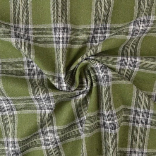 Attēls ar Flanelis - sūnu zaļš rūtains 180 g/m² – pieejams Šarlotes audumi