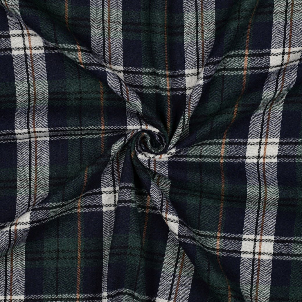 Attēls ar Flanelis - tumši zaļš rūtains 137 g/m² – pieejams Šarlotes audumi