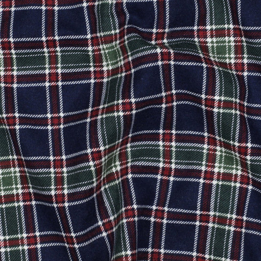 Attēls ar Flanelis - zaļš ar zilu rūtains 165 g/m² – pieejams Šarlotes audumi