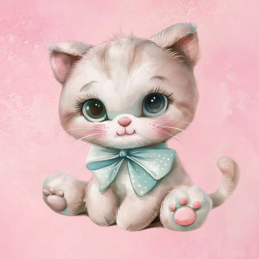 Kilpinio trikotažo panelis 40x50 cm – Pelėdžiukas su kaspinu 250 g/m²