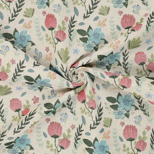 Attēls ar Gobelēns - gaišie ziedi 240 g/m² – pieejams Šarlotes audumi