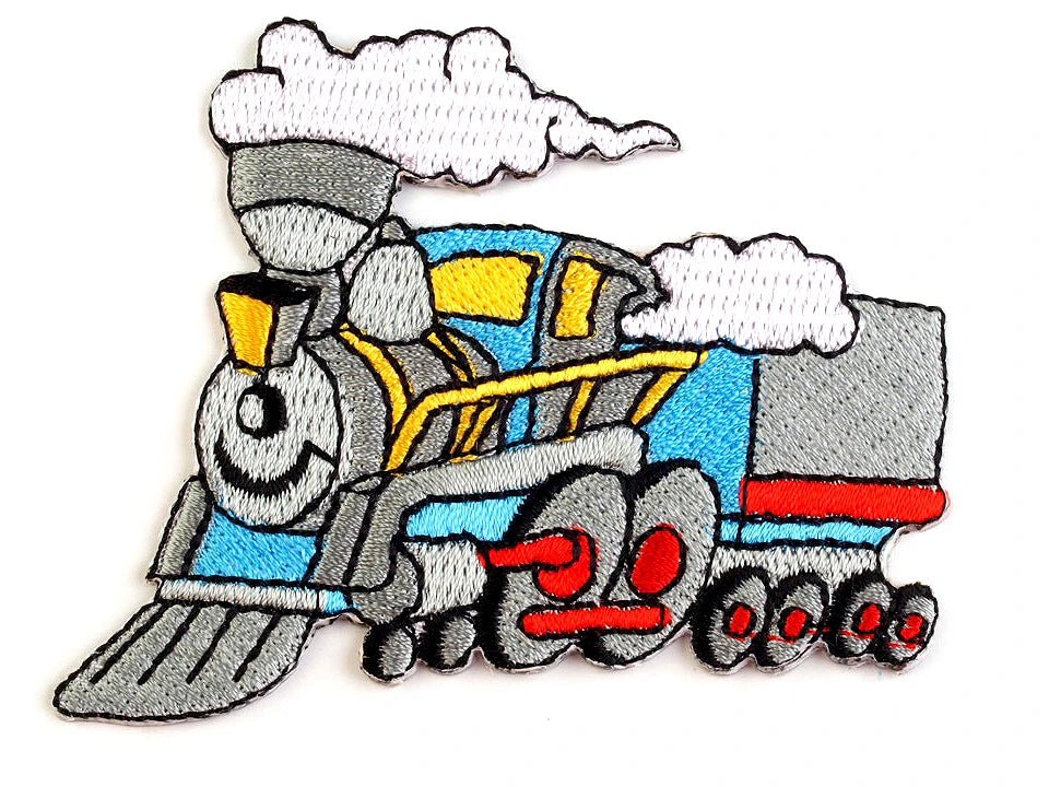 Image of an iron-on transport patch – available at Charlotte's Fabrics