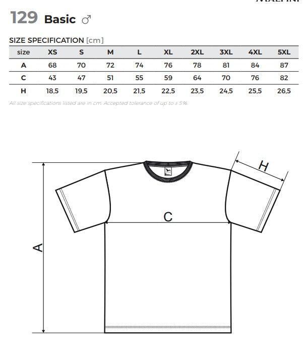 T-shirt Malfini 100 % coton 160 g/m² - blanc