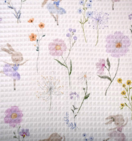 Vahvelkangas lillelise niidu ja jänkuga 230 g/m²