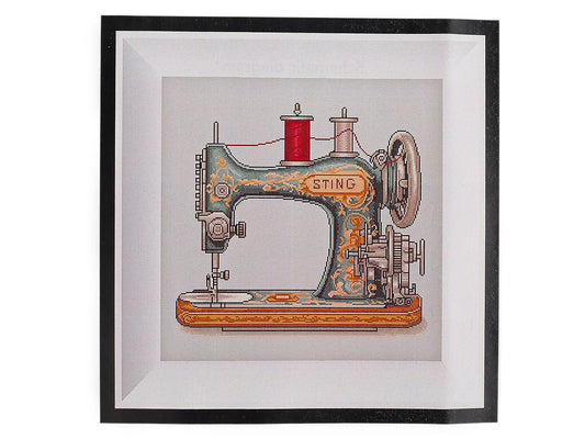 Image of embroidery kit with printed pattern – sewing machine 30 × 40 cm – available at Charlotte's Fabrics
