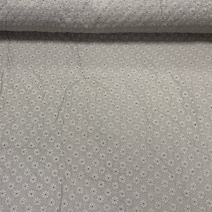 Tissu en coton brodé - motif fleuri beige foncé 110 g/m²
