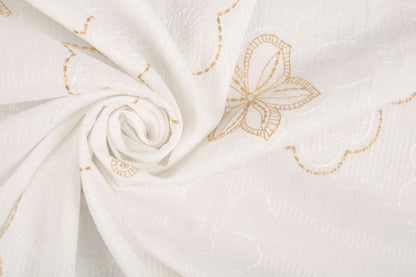 Tissu en coton brodé - fleurs 110 g/m²