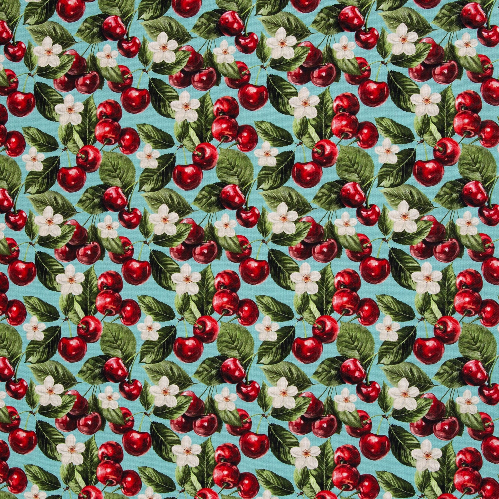 Canvas fabric with cherries 230 g/m² – available at Šarlotes audumi