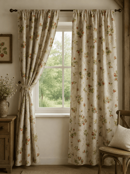 Image of canvas fabric - wild strawberries 200 g/m² – available at Šarlotes audumi