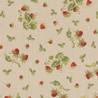 Image of canvas fabric with wild strawberries, 200 g/m² – available at Šarlotes audumi