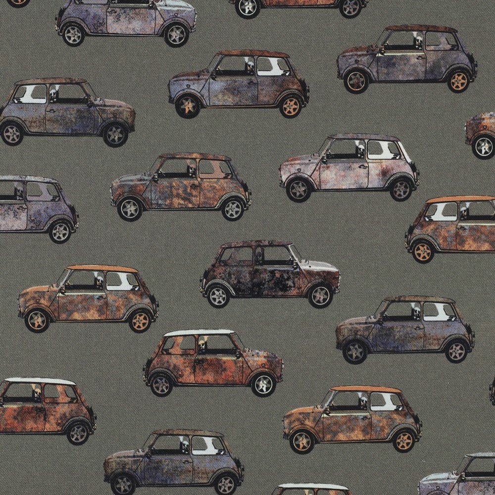 Attēls ar Kanvas audums - retro auto 225 g/m² – pieejams Šarlotes audumi