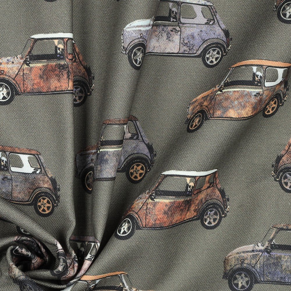 Attēls ar Kanvas audums - retro auto 225 g/m² – pieejams Šarlotes audumi