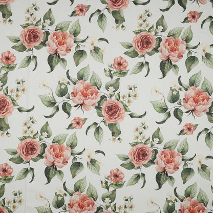 toile canvas - roses sur fond blanc 225 g/m²