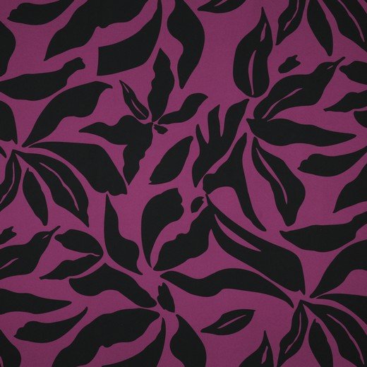 Attēls ar Kleitu audums ar elastānu - raibs raksts uz violeta fona 80 g/m² – pieejams Šarlotes audumi