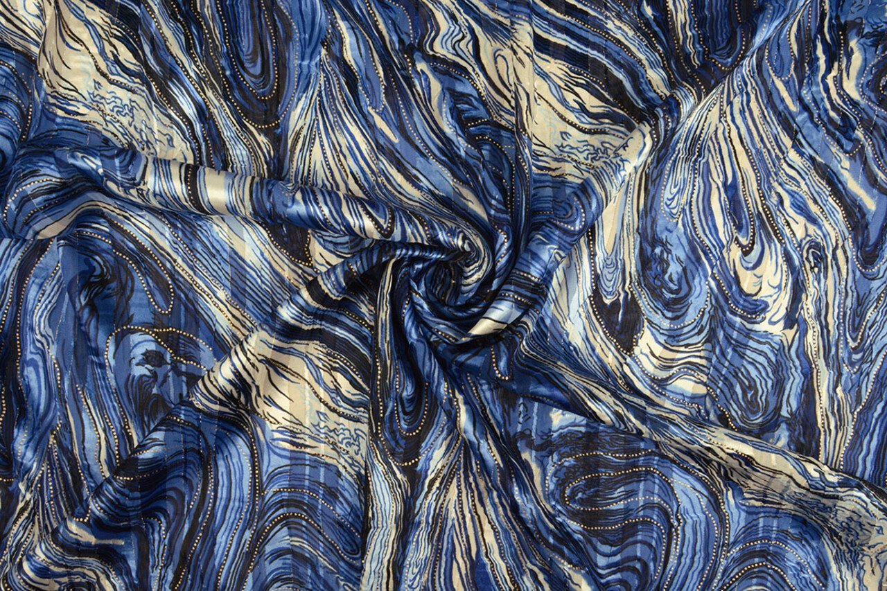 Attēls ar Kleitu audums ar metālisku efektu - nakšņotās debesis 110 g/m² – pieejams Šarlotes audumi