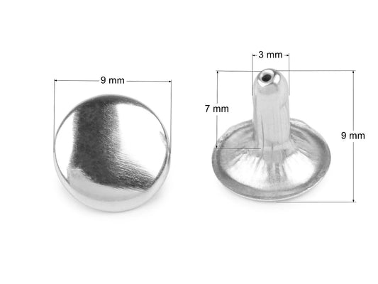 Nuotrauka su dvipusėmis metalinėmis kniedėmis Ø9 mm (100 gb) – prieinama internetu Šarlotes audumi