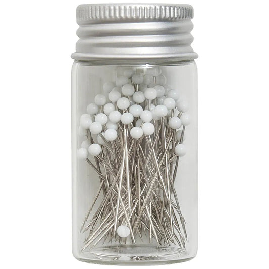 Image of glass-headed pins 0.65×34 mm, white, Hobby Gift – available at Charlotte's Fabrics