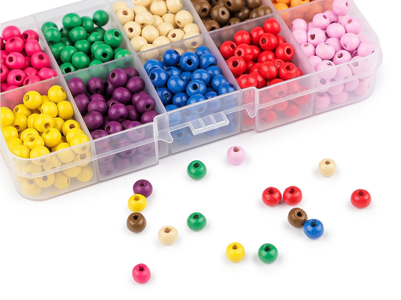 Attēls ar Koka pērlīšu komplekts kastītē (mix) – pieejams Šarlotes audumi