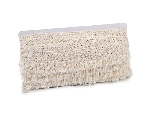 Image of cotton fringe with lace – 40 mm – available at Charlotte's Fabrics