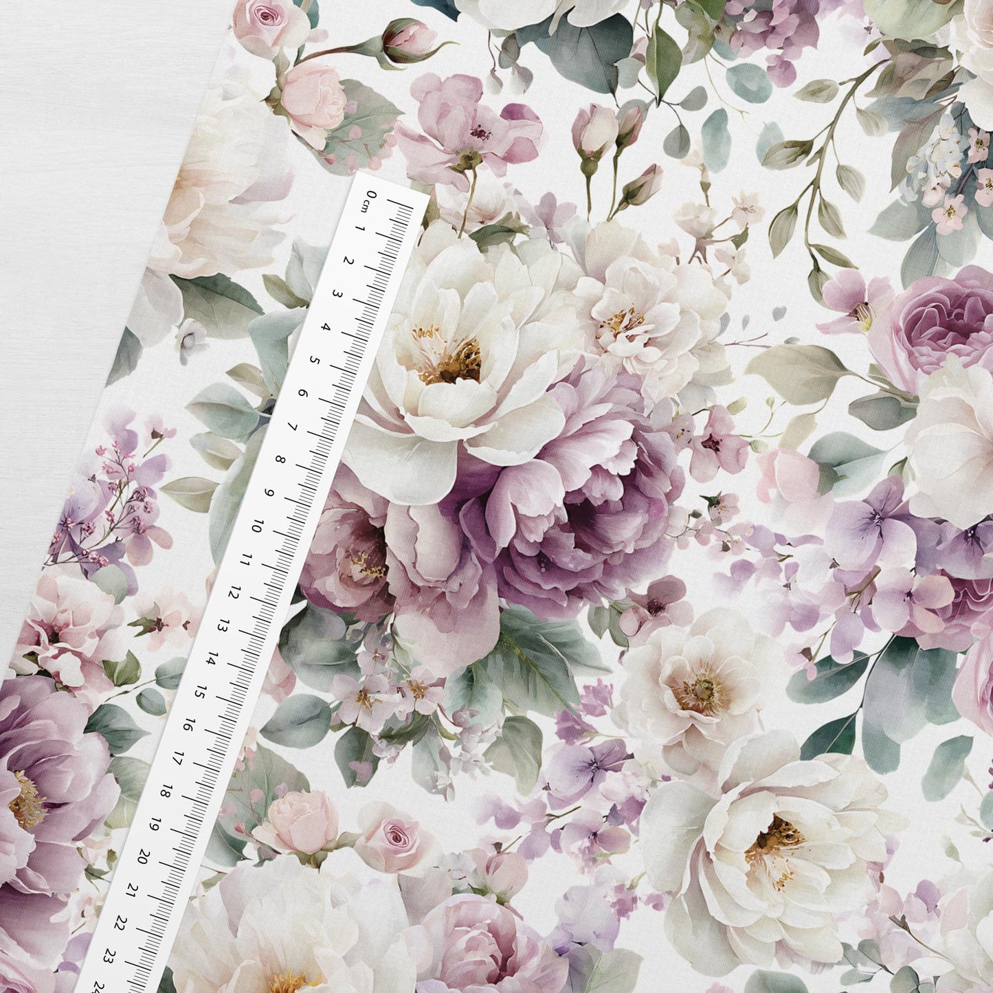 Attēls ar Kokvilnas cilpiņtrikotāža - akvareļu peoniju dārzs 250 g/m² – pieejams Šarlotes audumi